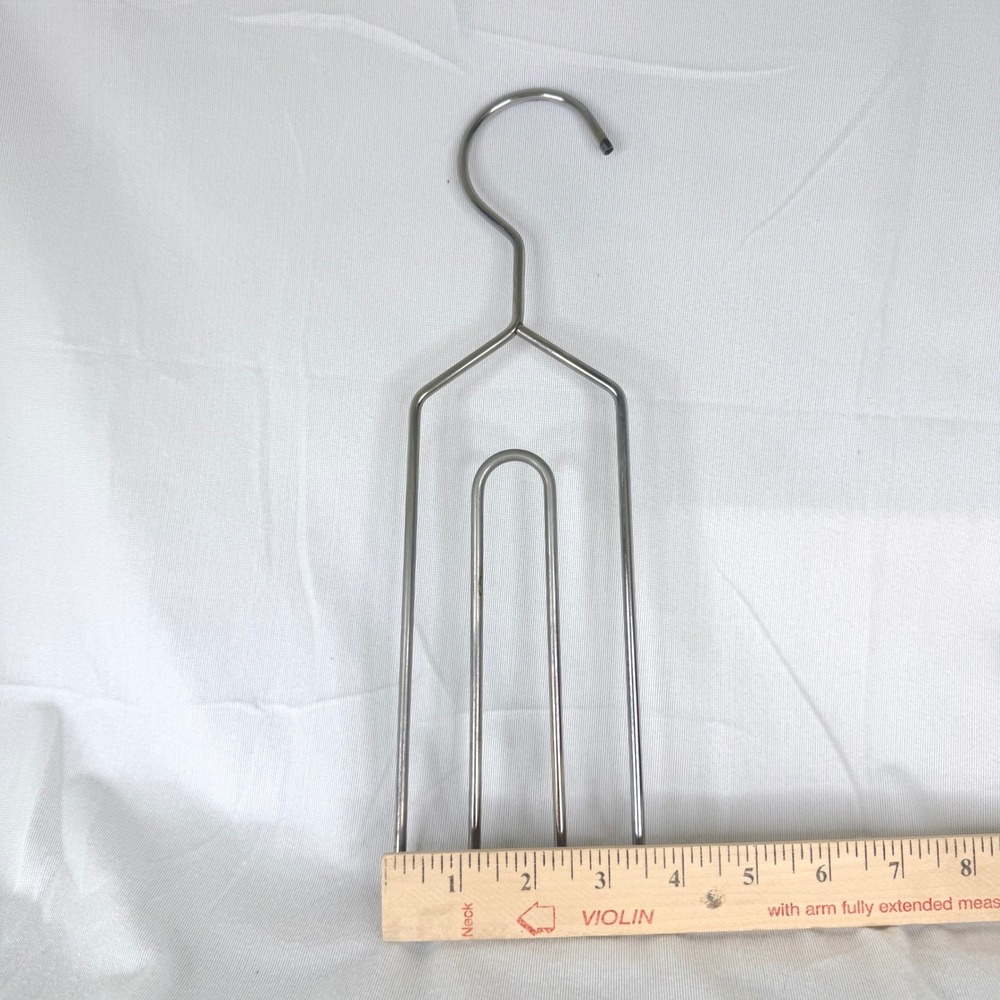 Vintage Chrome Metal Tie Belt Hanger Minimalist Closet Organizer Silver Tone